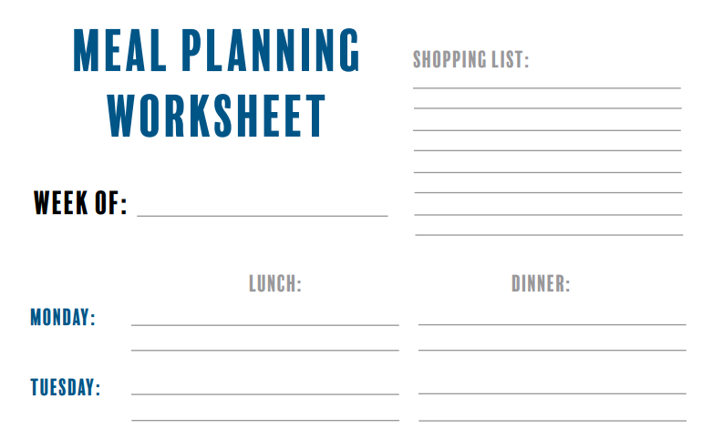 meal planner worksheet