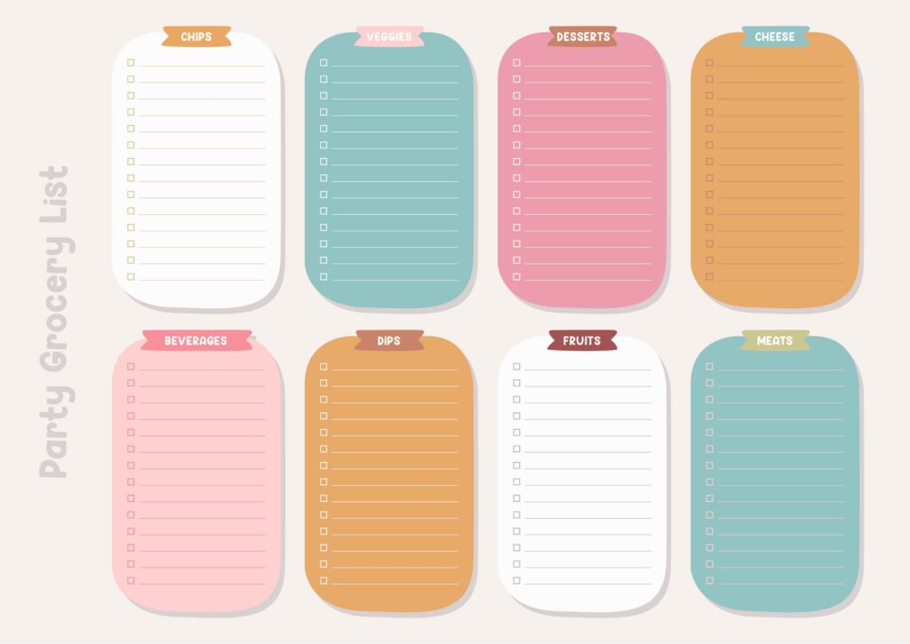 grocery list template from Printablee